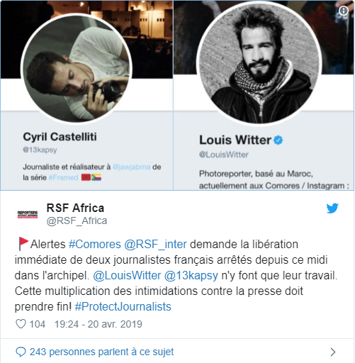 COMORES : Deux journalistes français arrêtés... Rsf10