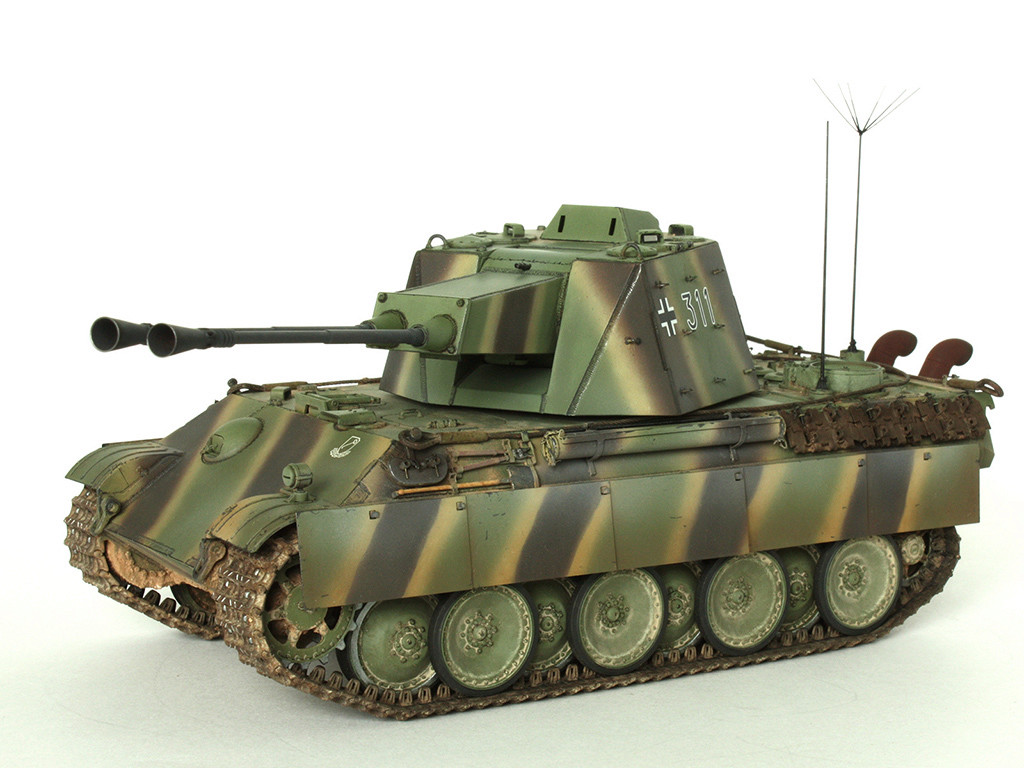 5,5 cm Zwilling Flakpanzer mit Panther Fahrgestell (Rheinmetall turm) (конверсия Dragon+Trumpeter 1/35) A_711