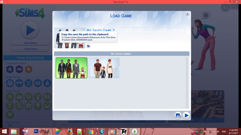 Saved sims not appearing. Screen15