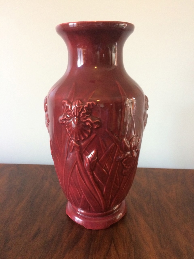vase - Red Floral Vase marked "K.Jones" Thumbn10