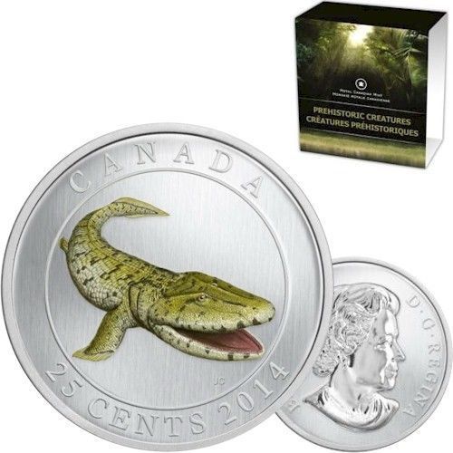 Canada 2014 25 centavos dinosaurios Tiktaalik  _1212