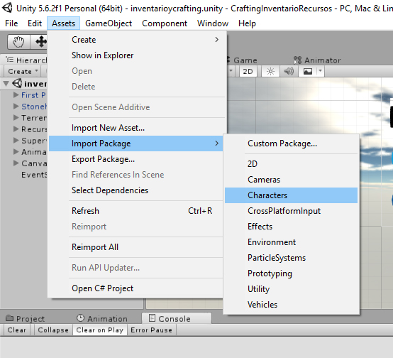 Unity 5.6 How to import Character controller  Unity310