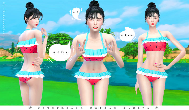 Watermelon Ruffle Bikini Previe14