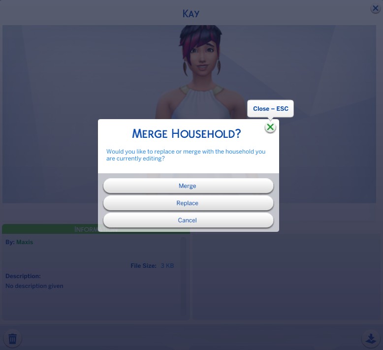How to replace a pre-made Sim from The Sims 4 with a sims from the library? Screen11
