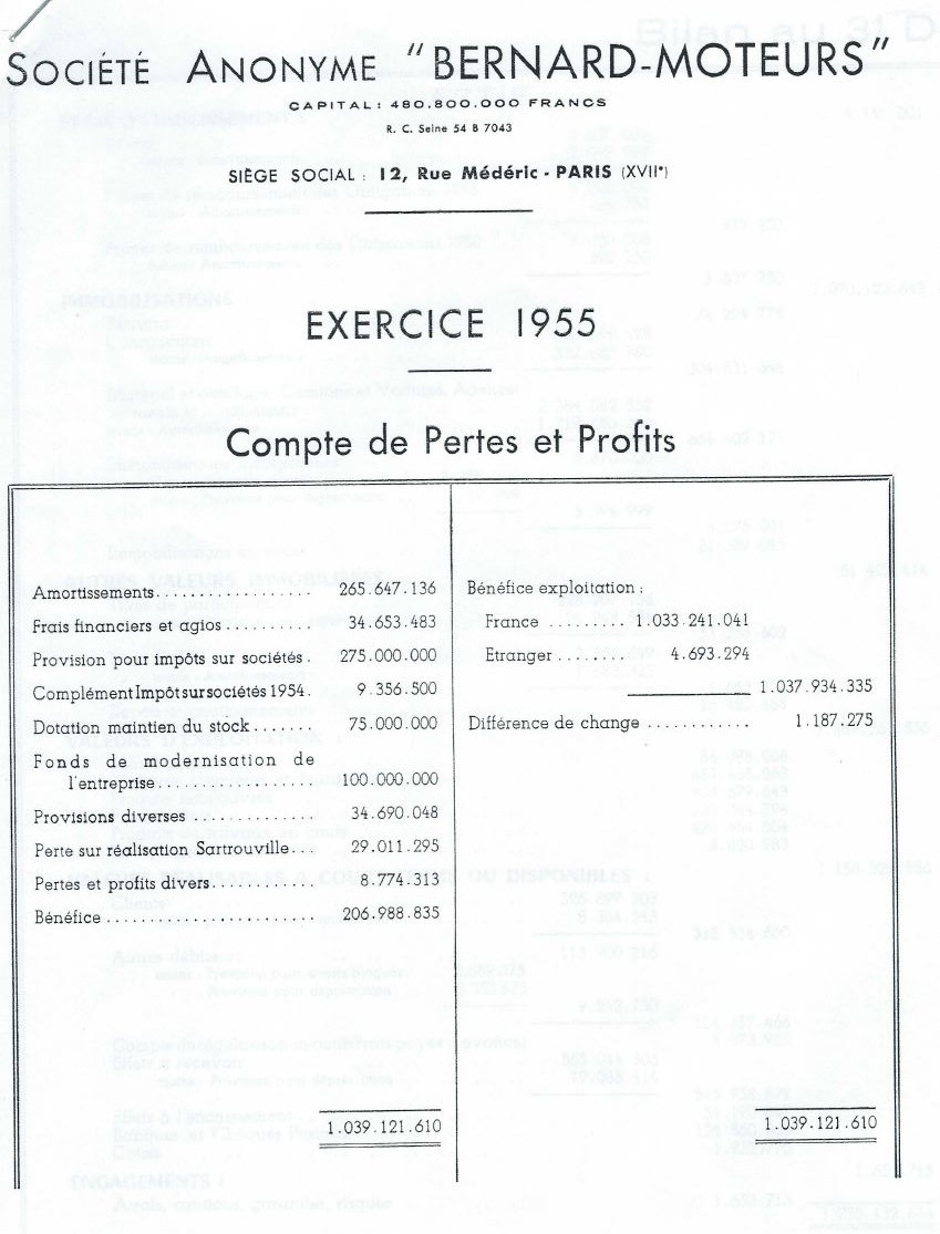 25 Exercice 1955 Cptes Pertes et Profits 135