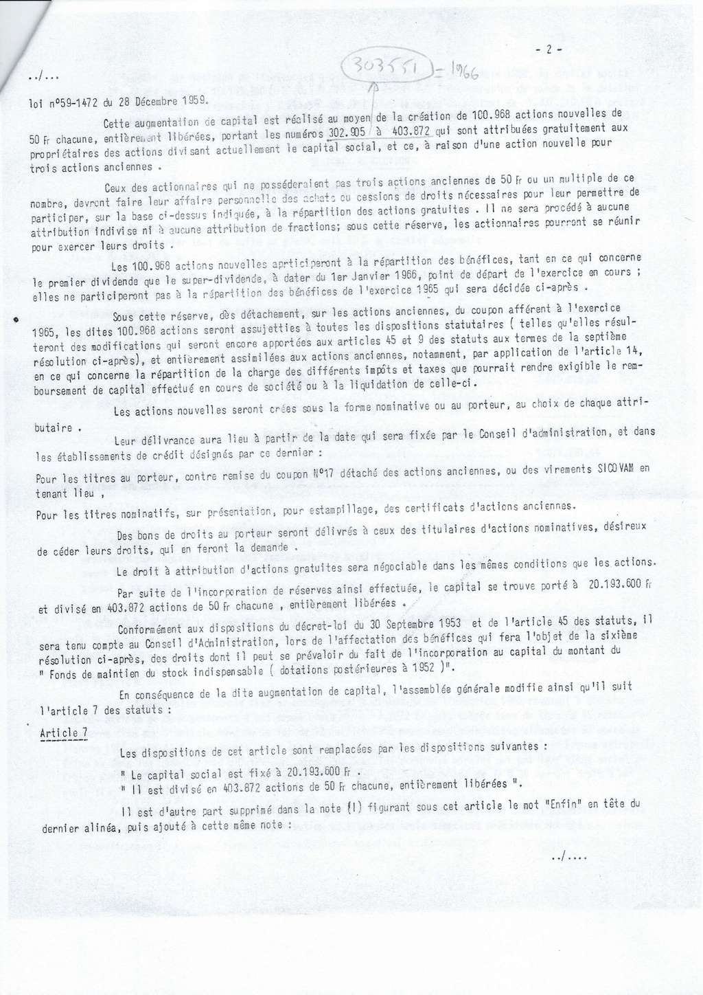 49 Résolutions AG Mixte du 22 JUIN 1966 257