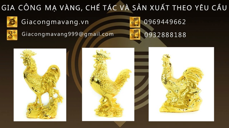 Tượng gà phong thủy mạ vàng  1112