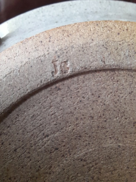 Stoneware dishes for ID, same potter, JS mark. (not John Shelly) 20220216