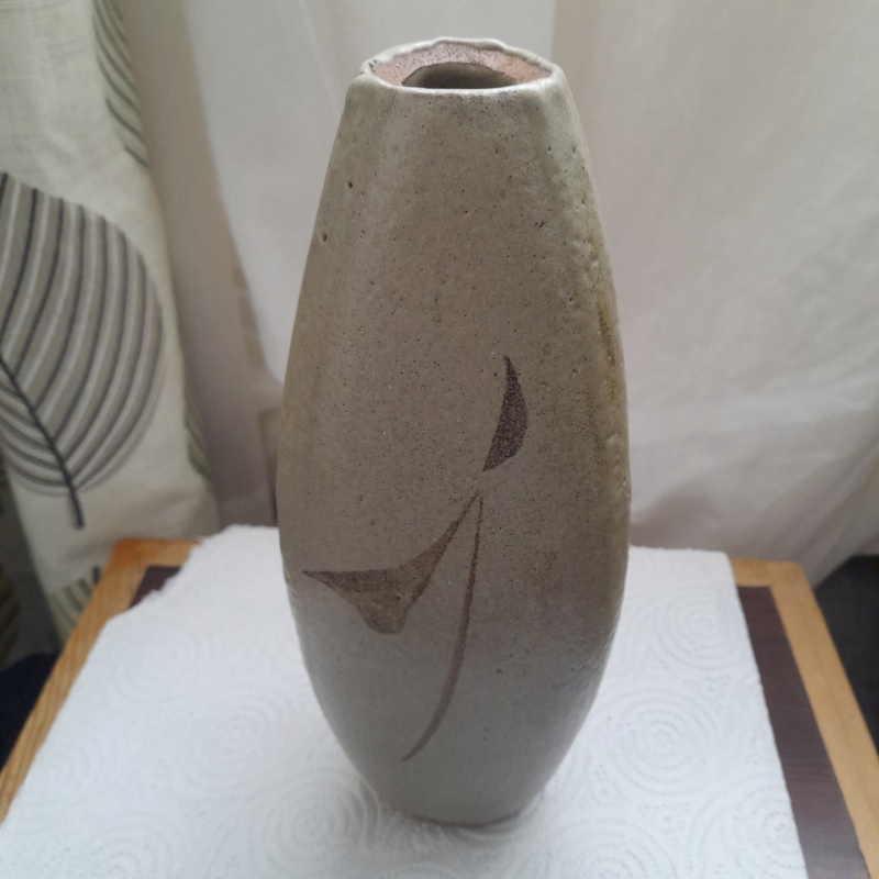Stoneware seed pod vase with SF mark, Sheila Fournier 20220533