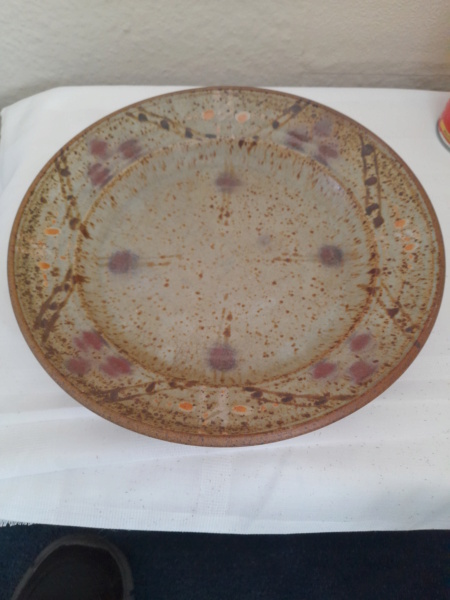 Stoneware plate for ID, JS mark, John Solly? 20220811