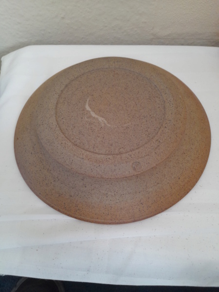 Stoneware plate for ID, JS mark, John Solly? 20220812