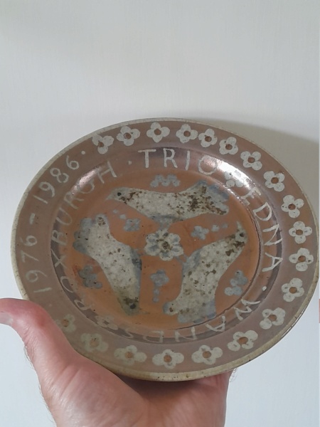 Copper Lustre plate with JF mark - Joan Faithfull  20230414