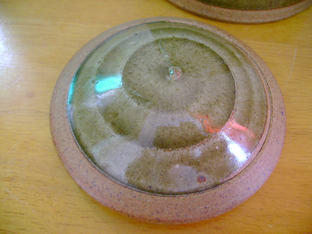 Unsigned stoneware lidded pot. Dsc06814