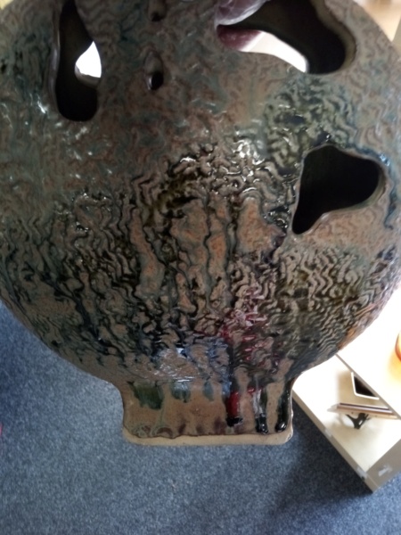 Stoneware sculpted vase, IC mark  Img_2112