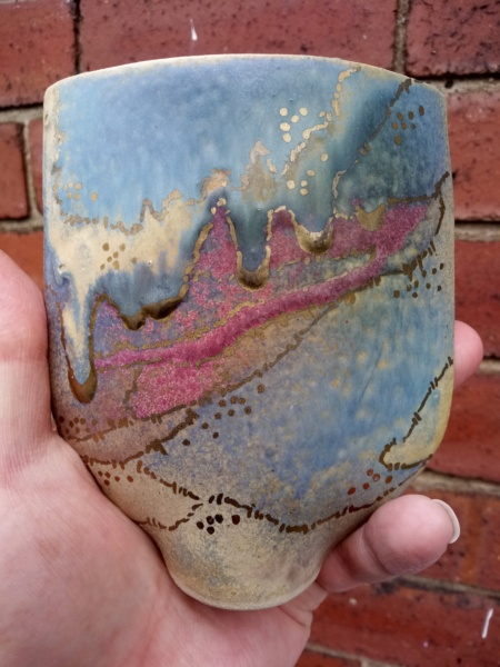 Stoneware small pocket vase for ID -   Maureen Shearlaw Img_2280