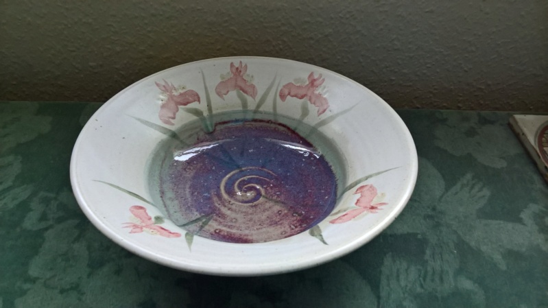 Studio bowl with chun glaze & hand painted decoration Wp_20162