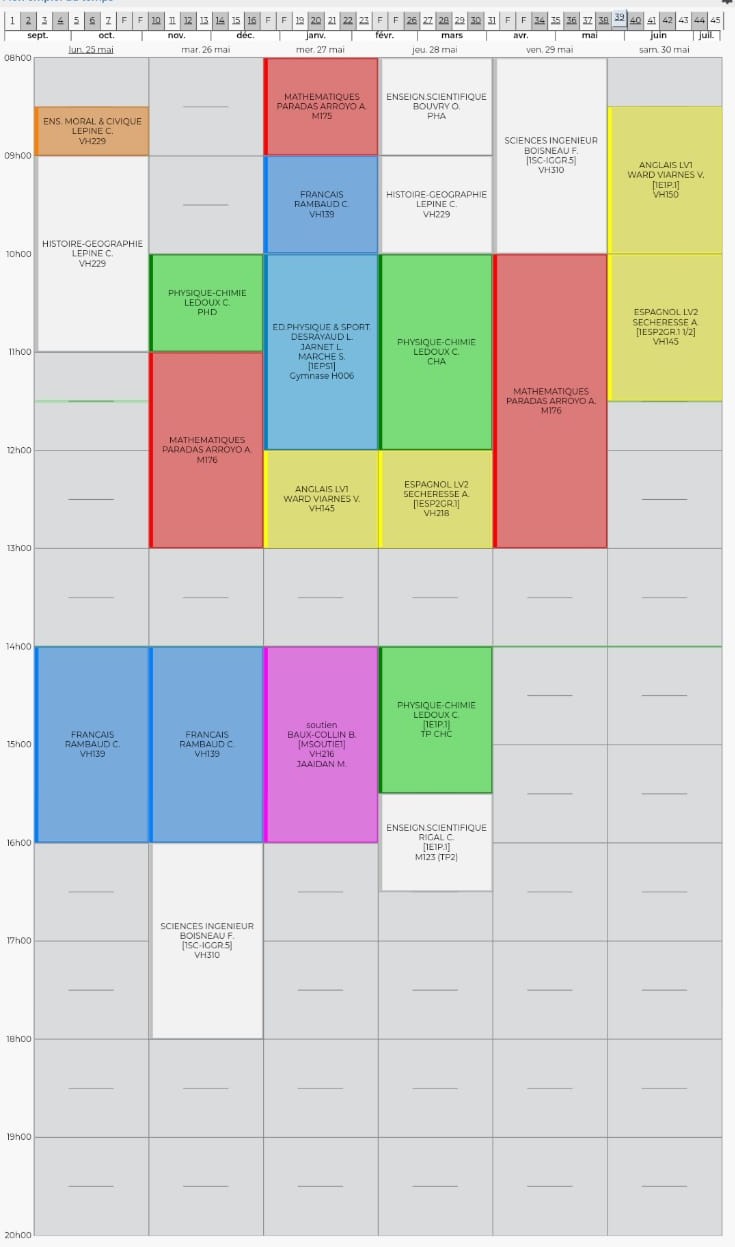 Emploi du temps en 1re Emploi15