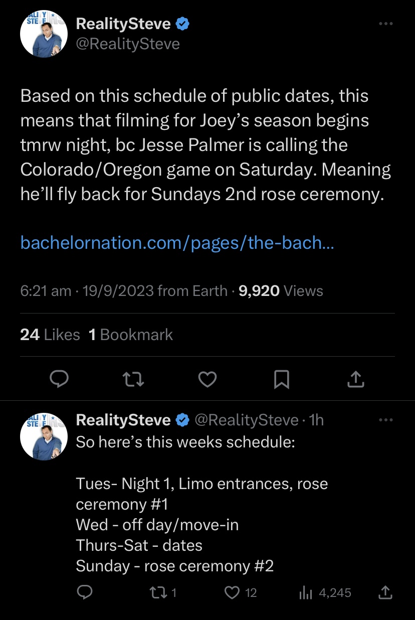 Bachelor 28 - Joey Graziadei - Filming Schedule - *Sleuthing Spoilers* Img_3311