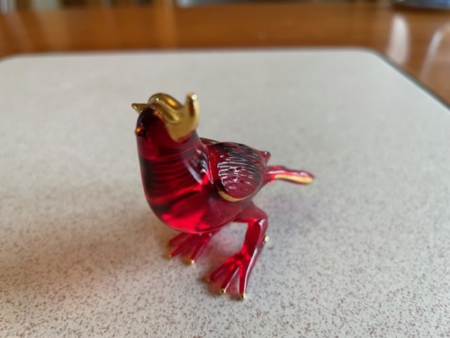 Small red glass bird figurine Thumbn10