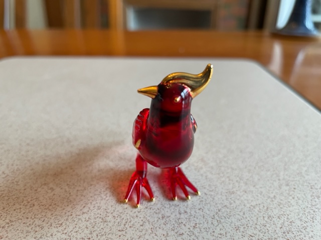 Small red glass bird figurine Thumbn12