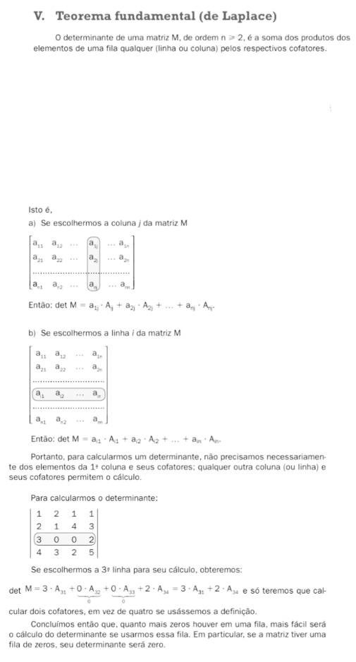 Demonstrar o Teorema de Laplace. Conteúdo — Determinant Screen10