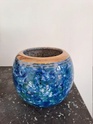 petit vase Louis Dage à émail bleu et vert 20240210