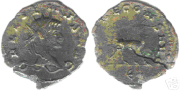 Animaux et Diana dans les monnaies de Gallien Az1011