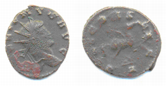 Animaux et Diana dans les monnaies de Gallien Az611