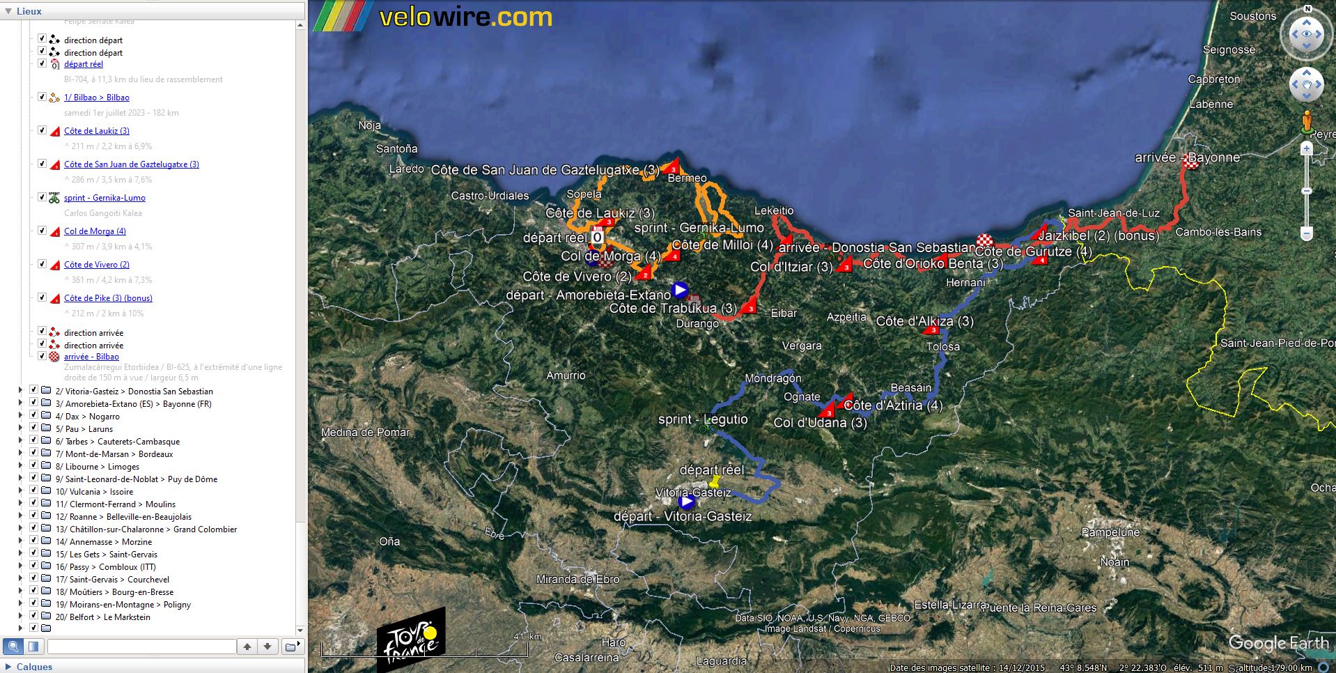 [KMZ] Le parcours du Tour de France 2023 dans Google Earth (par velowire.com) Tsge4303