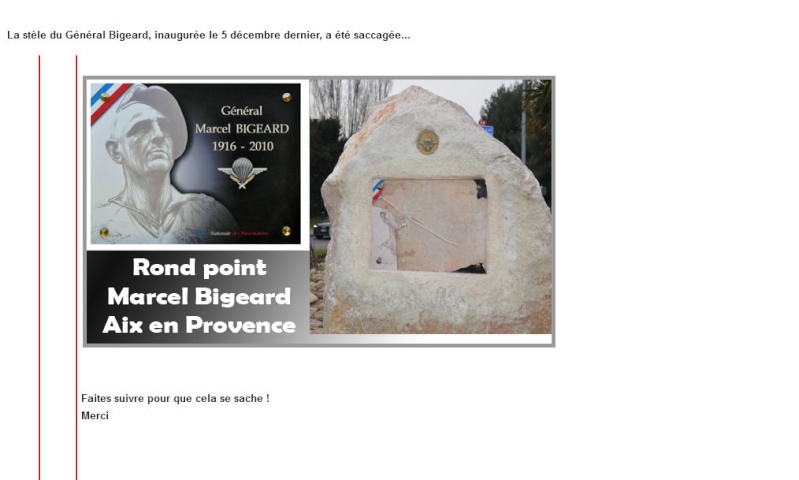 Le général Piquemal dévoile une plaque en hommage au général Bigeard VANDALISEE un mois après 2013-011