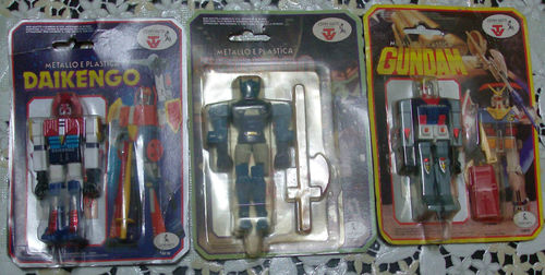 3 Robot Gordian, Daikengo, Gundam della Ceppi Ratti anni 80 in blister Kgrhqj10