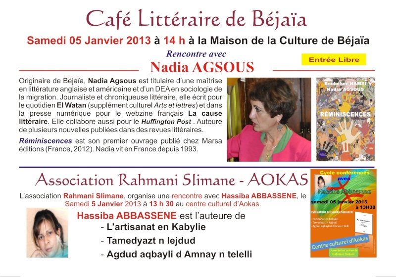 Hassiba Abbasséne et Nadia Agsous invitées à Béjaia cette semaine Bejaia10