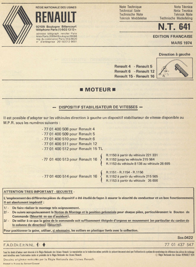 Notes Techniques (NT) et Informations Service (IS) 1382