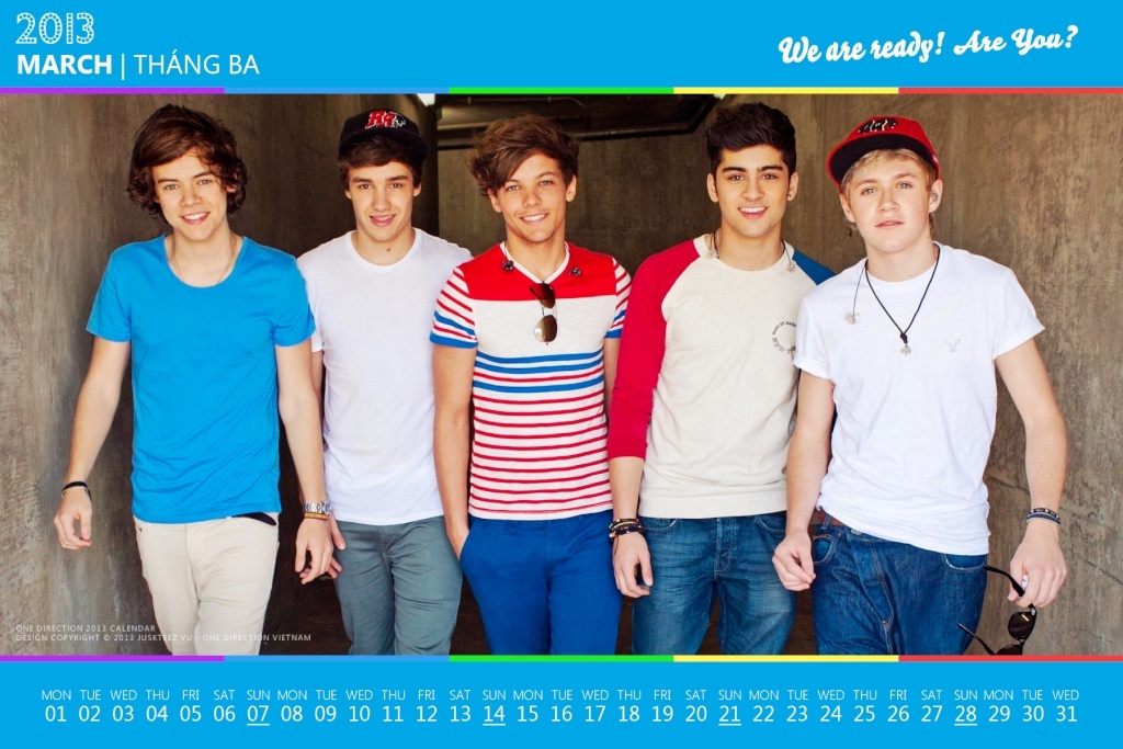One Direction 2013 Calendar by Juskteez March10