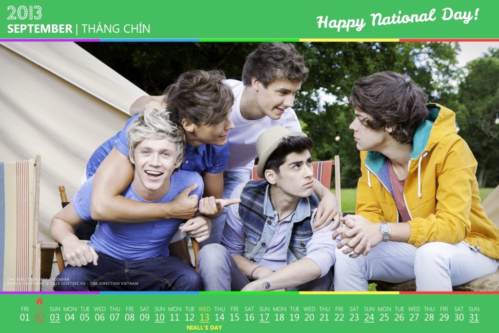 One Direction 2013 Calendar by Juskteez Septem10