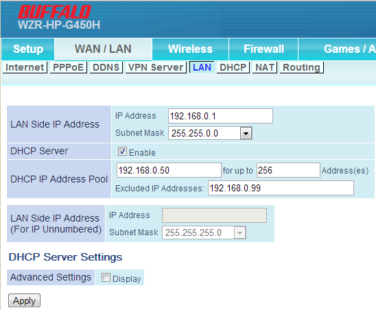 Mở rộng phạm vi cấp IP cho Buffalo Router Dhcp210