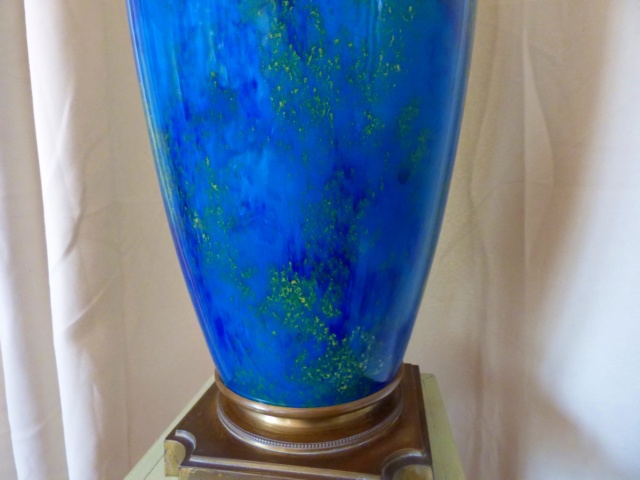 Vase bleu nuagé monture bronze  P.M Paul MILET Sèvres >1930 Vasemi12