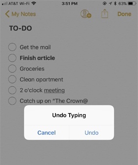 Mẹo chức năng Undo (Quay lại) và Redo (Tới) khi soạn thảo văn bản trên iPhone 53509d10