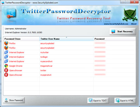 Twitter Password Decryptor 11.0 - Ανακτήστε τον χαμένο σας κωδικό στο Twitter Twitte10
