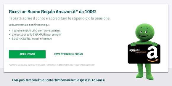 FINDOMESTIC Conto Corrente regala BUONO AMAZON € 100 [promozione scaduta il 19/07/2020] Cattur35