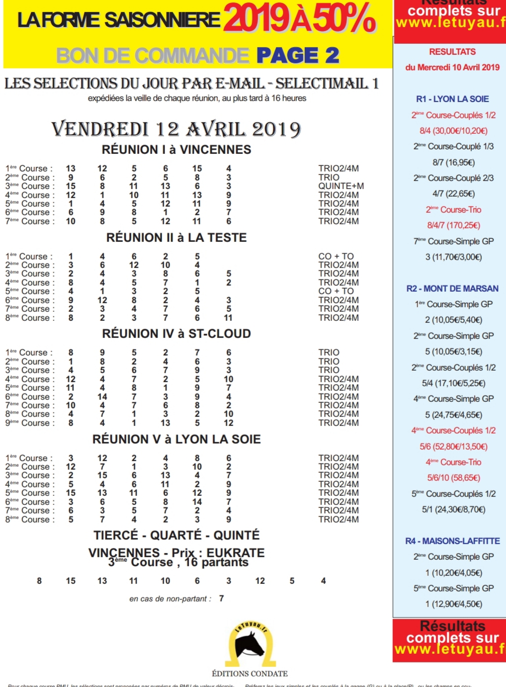 PRESSE QUINTE DU VENDREDI 12 AVRIL 2019   20190471