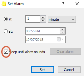 Option to default to "sleep until alarm sounds" when setting alarm Defaul10