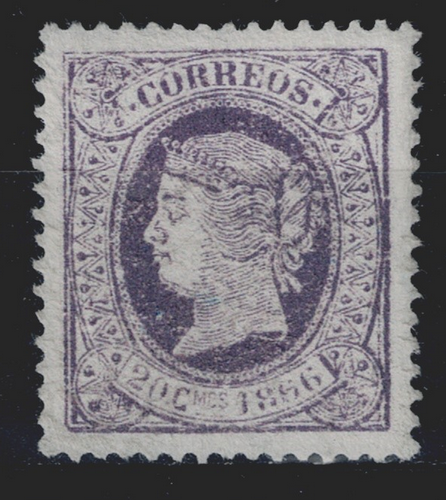 Edifil 86 nuevo * 20 cts 1866 Isabel II sello de España Spain Lujo Liderstamps Scan2663