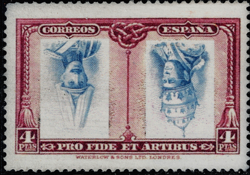Prueba invertida 1928 4 PESETAS PIO XII ALFONSO XIII nuevo ** sello RARO España Scan2873