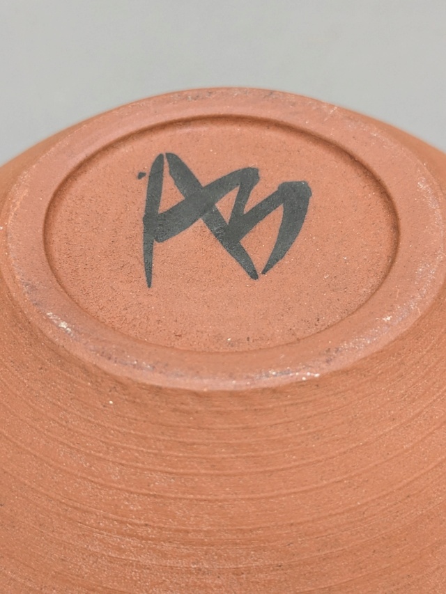 Terracotta and Scraffito bowl painted initials AB mark  Pxl_2048