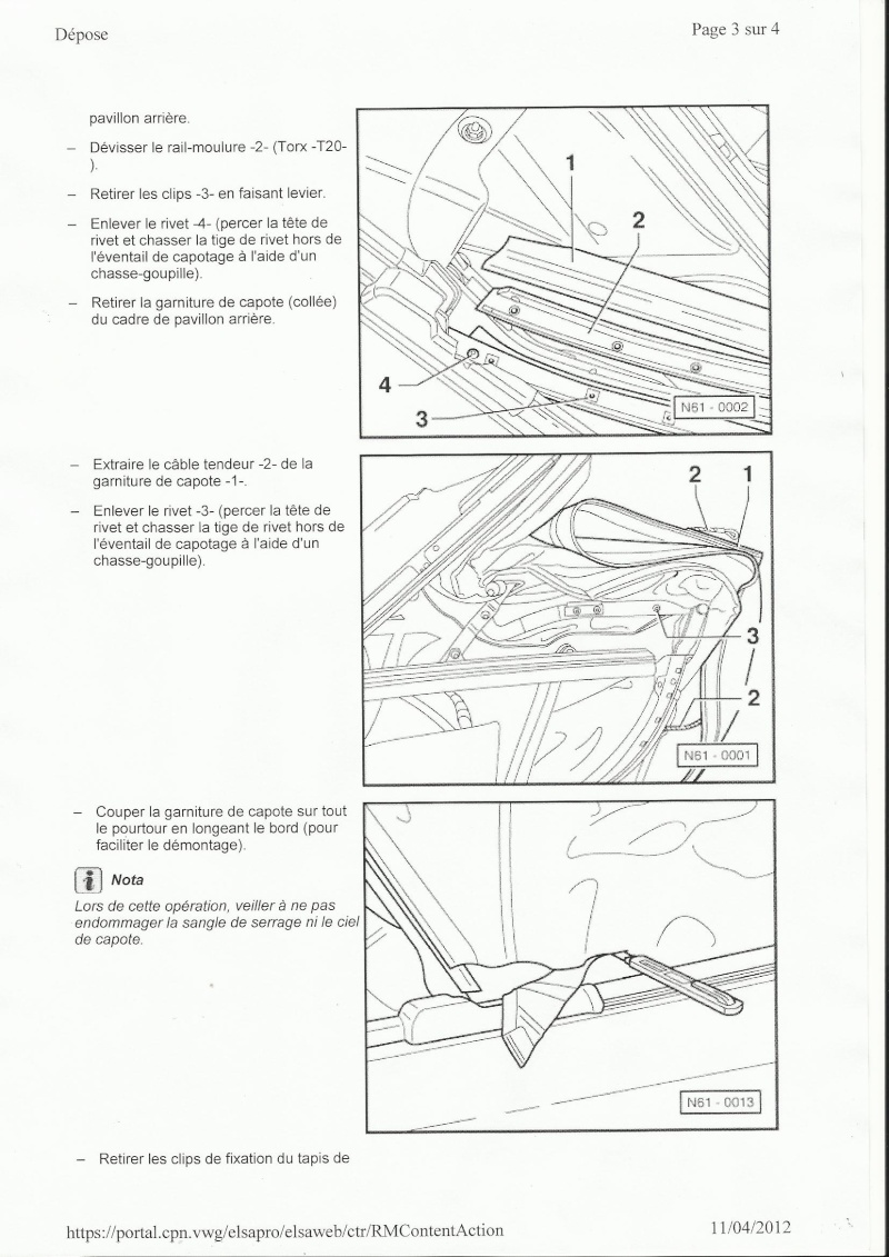 changement capote golf 3 cab Notice12