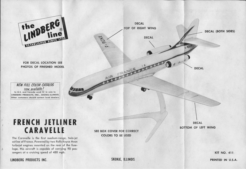 [LINDBERG] SUD AVIATION SE 210 CARAVELLE "French Jet Liner" 1/178ème Réf 454-49 Carave20