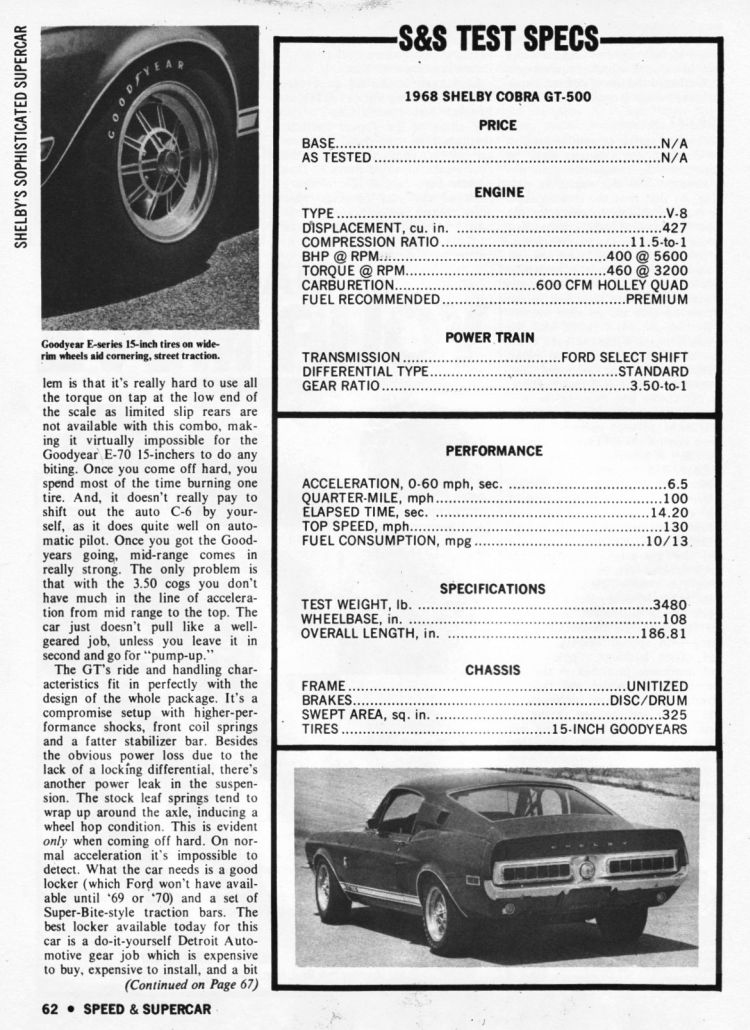 Speed & Supercars 1968 Shelby GT 500 Road Test Sr680614