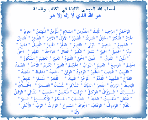 أسماء الله الحسنى الثابتة واسم الله الأعظم