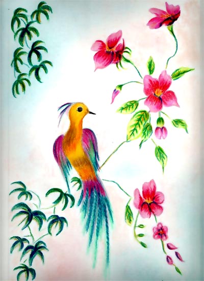 Oiseau et fleurs Mireil10